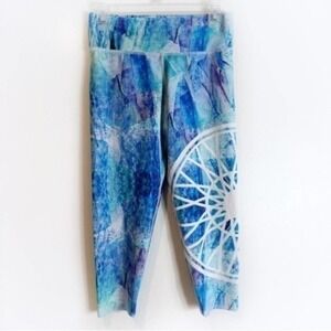 Soulcycle abstract teal watercolor leggings